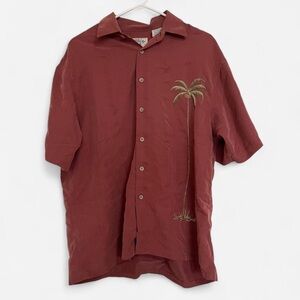 Bamboo Cay Embroidered Palm Tree Hawaiian Button Up